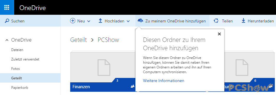 Geteilte Ordner in OneDrive synchronisieren