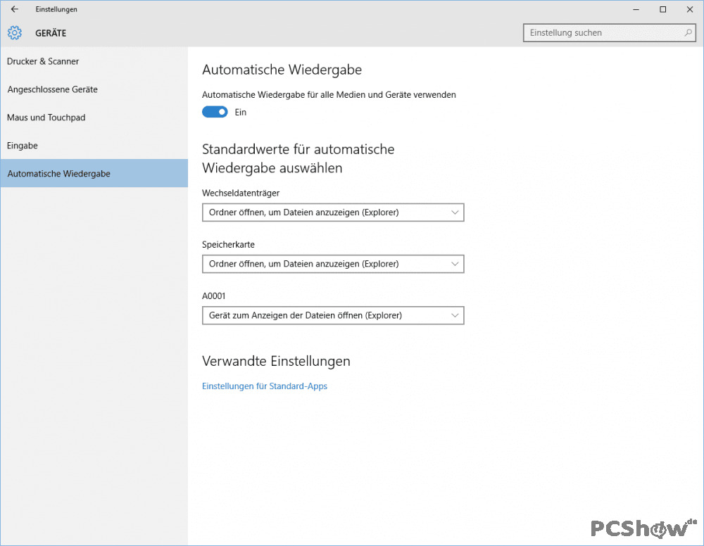 Automatische Wiedergabe ändern