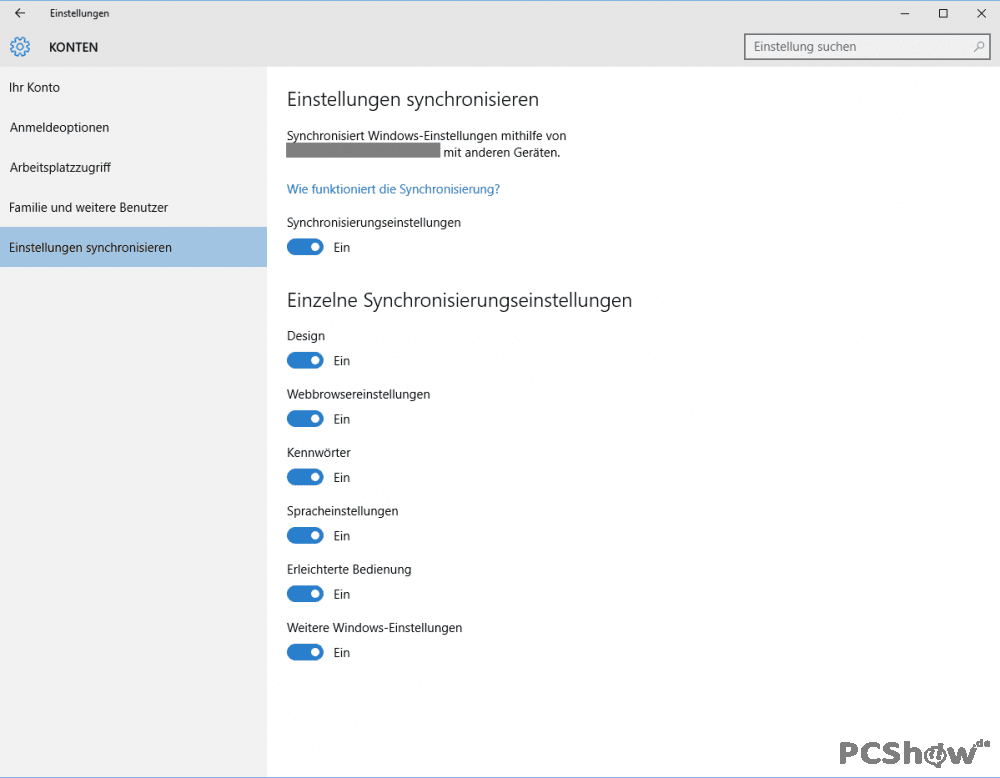 Synchronisationseinstellungen