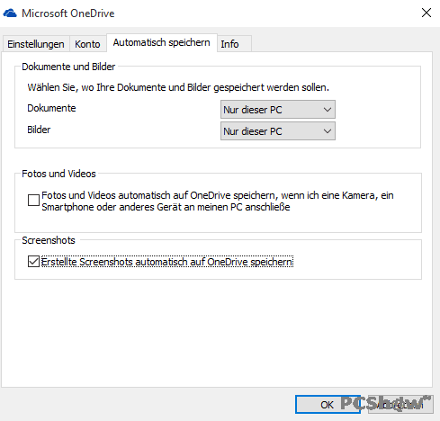 Automatisch mit OneDrive speichern
