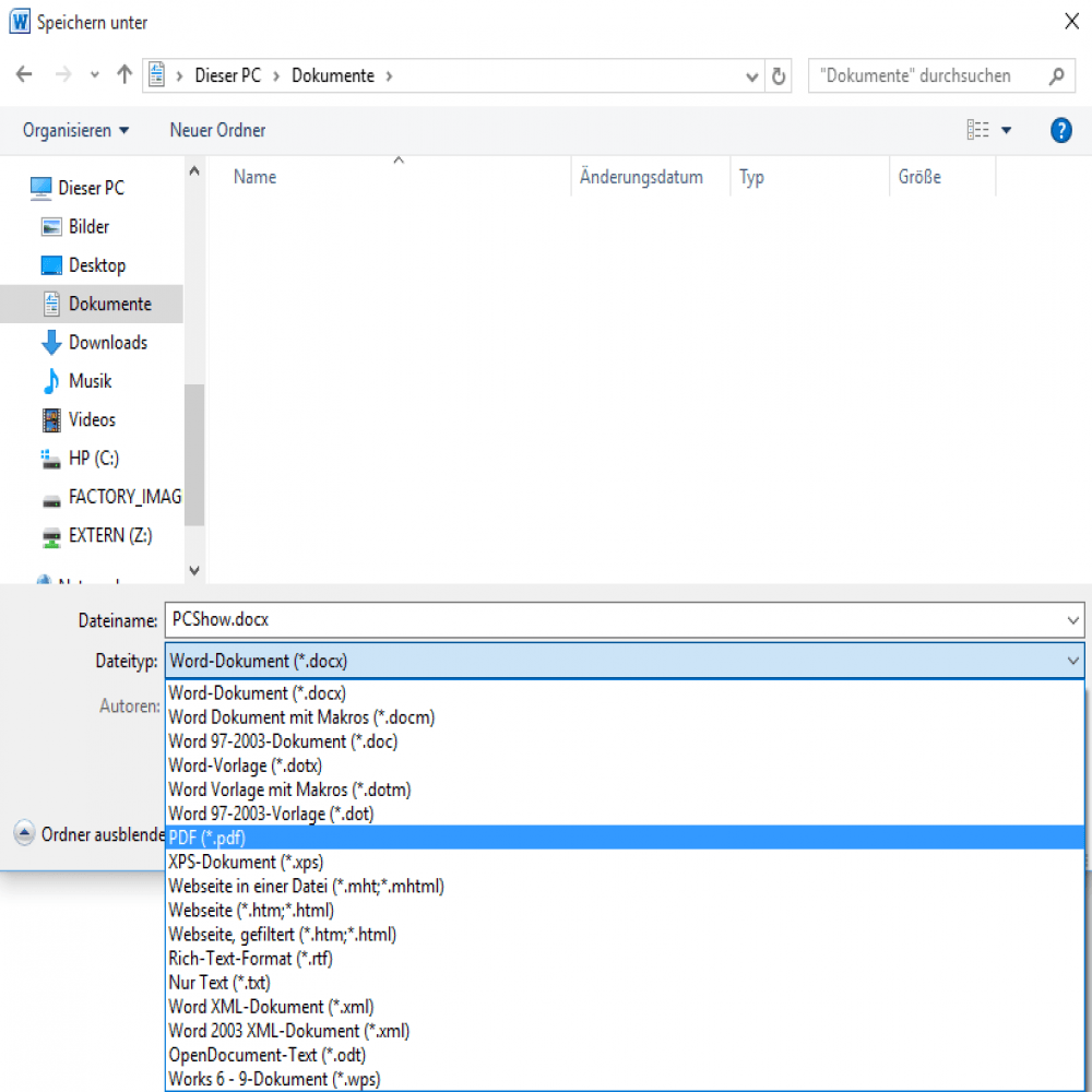 PDF-Dateien aus Word 2010 erstellen