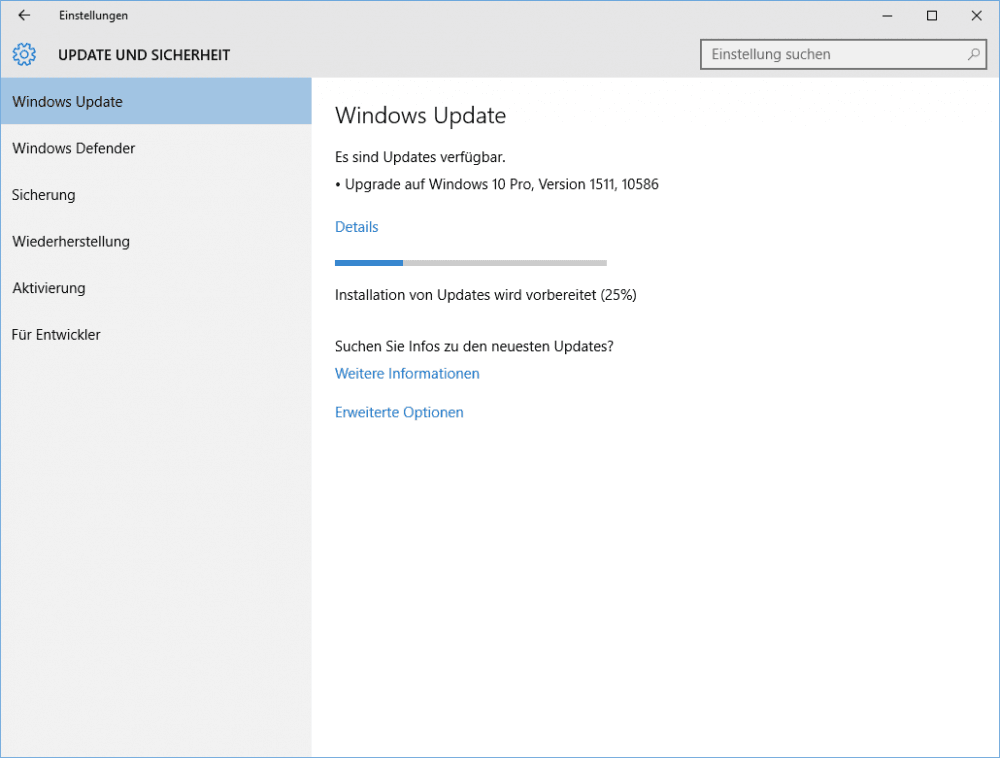 Windows 10 Update 1511 Vorbereitung