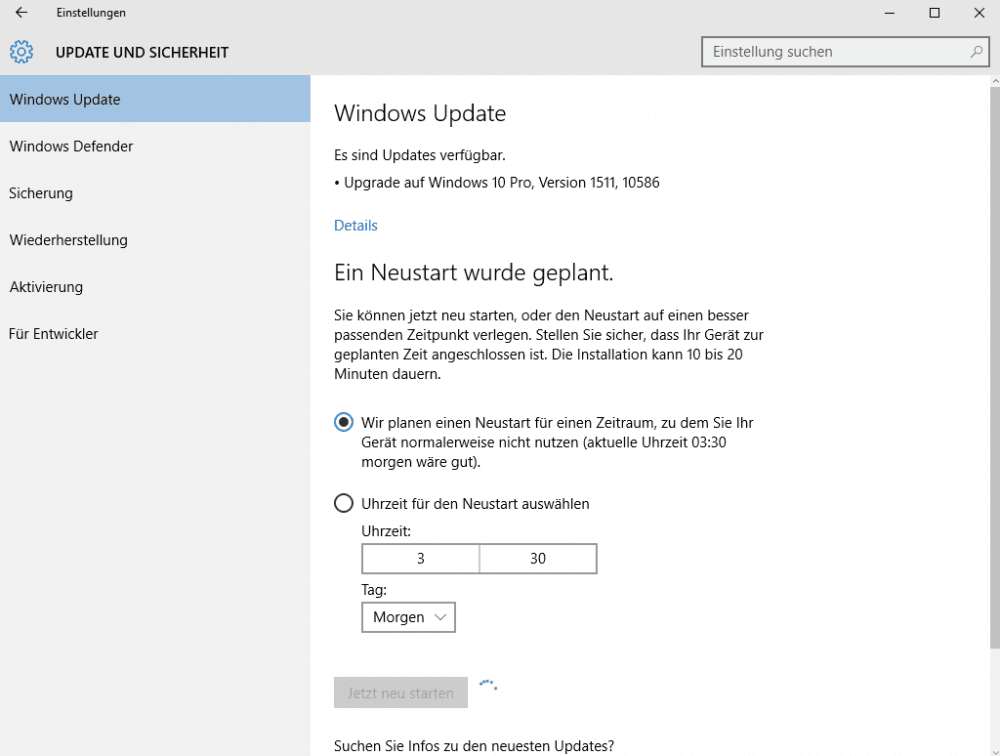 Neustart planen