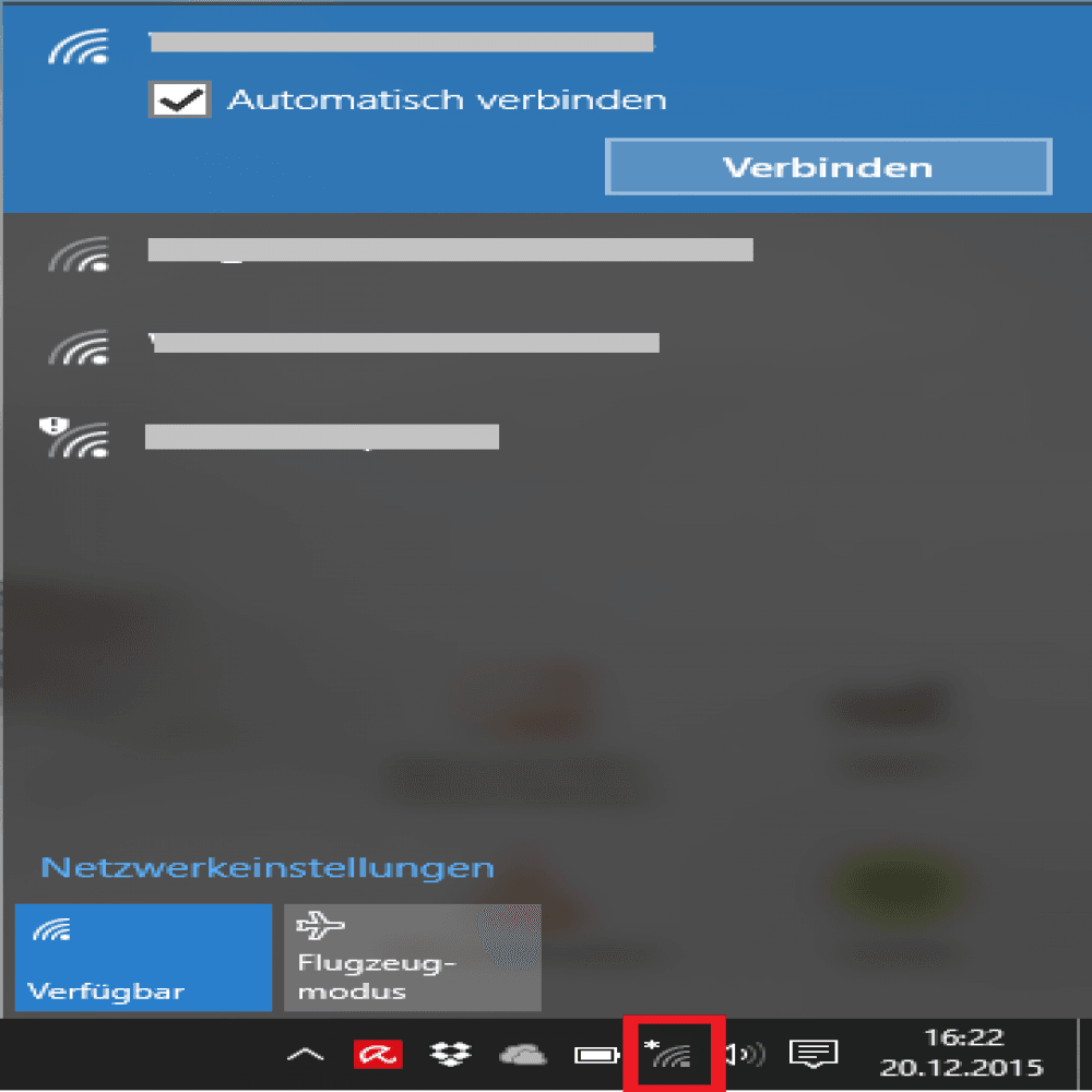 WLAN verbinden in Windows 10