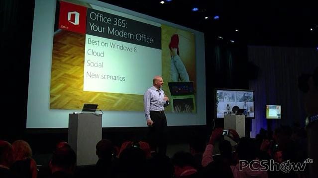 Steve Ballmer bei der Präsentation von Office 2013