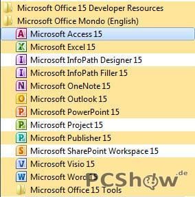 Office 15 Programmübersicht