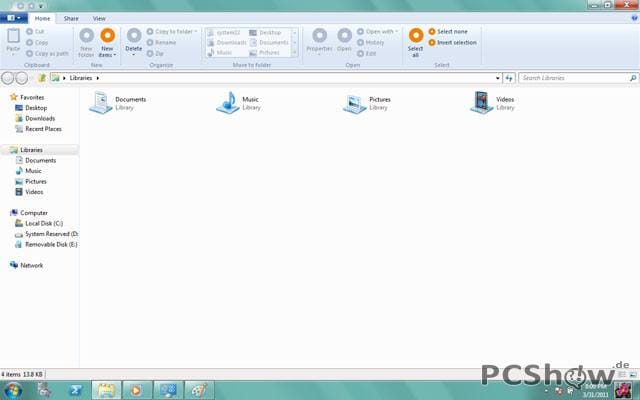 Windows 8 Explorer mit Ribbon-Oberfläche