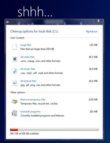 Windows 8 Build 7850 Disk Cleanup