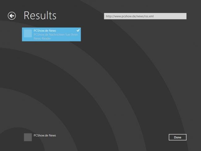 Windows 8 DP: Feed-App Suche