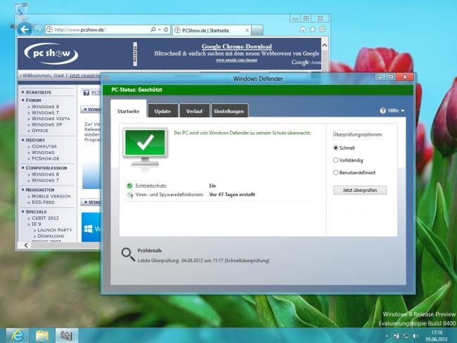 Windows 8 RP: Windows Defender - Startseite