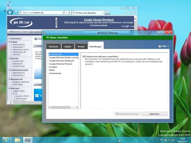 Windows 8 RP: Windows Defender - Einstellungen