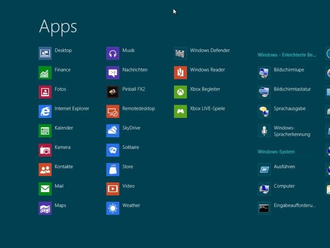 Windows 8 App-Übersicht