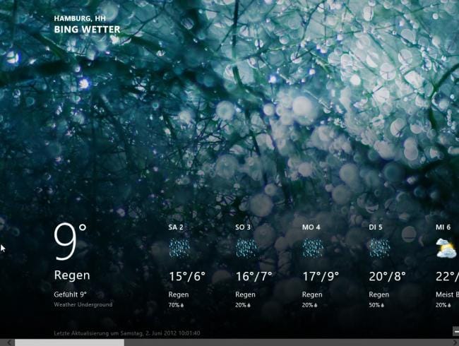 Windows 8 RP: Vorhersage in der Wetter-App