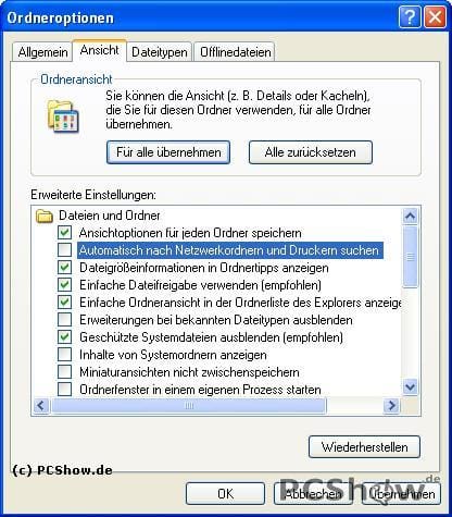 Ordneroptionen