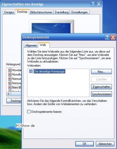 Webseite als Desktophintergrund