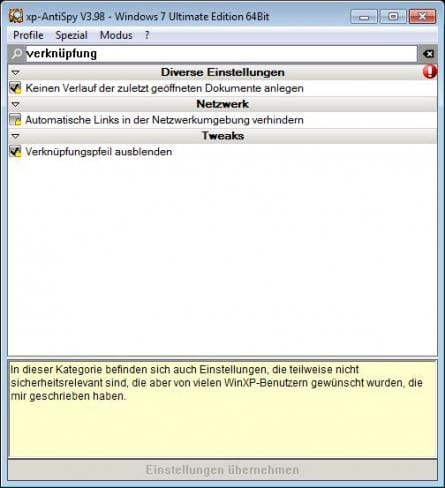 XP-AntiSpy für Windows 7