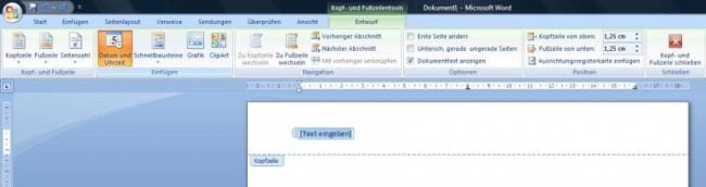 Kopf- und Fußzeilentools