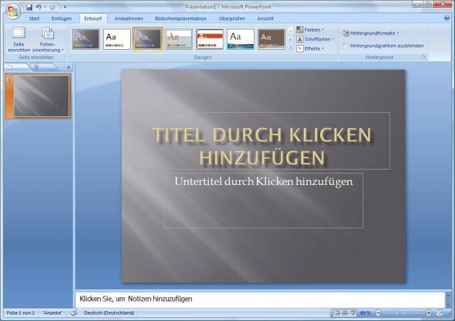 Fertige Designs in PowerPoint 2007 verwenden