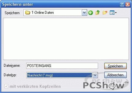 Speichern unter MSG