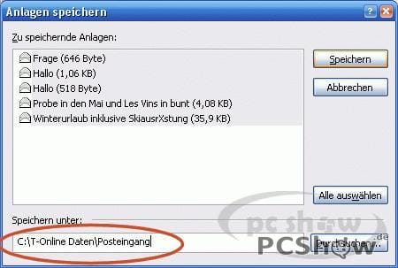 Anlagen speichern in der T-Online-Software