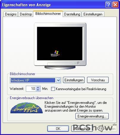 Bildschirmschoner einrichten