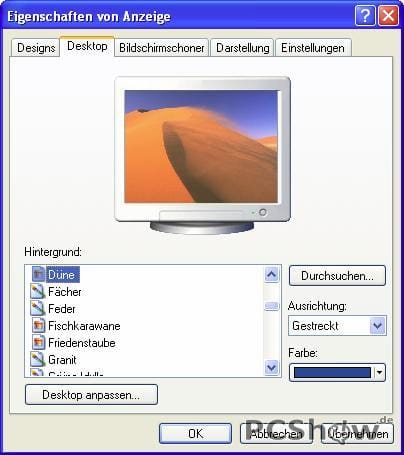 Desktop-Hintergrund Ã¤ndern