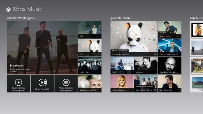 Xbox Music Startbildschirm