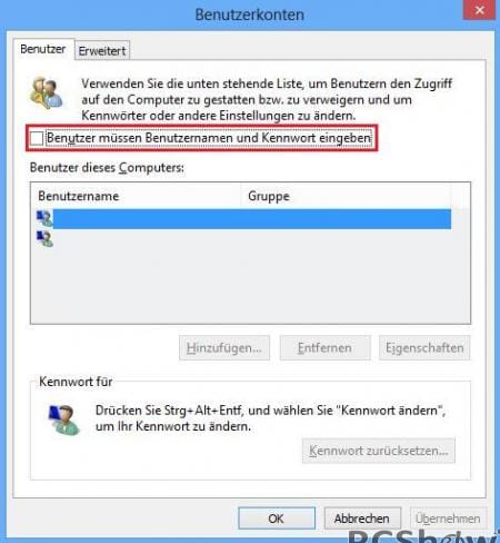 Benutzer müssen Benutzernamen und Kennwort eingeben
