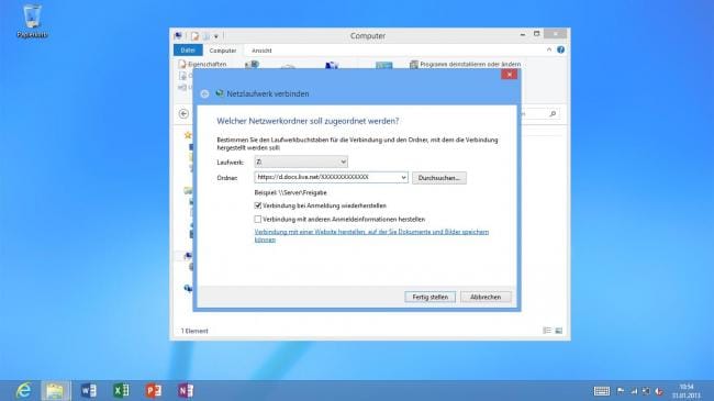 Skydrive als Netzlaufwerk verbinden