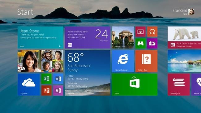 Windows 8.1 Developer Preview Startbildschirm