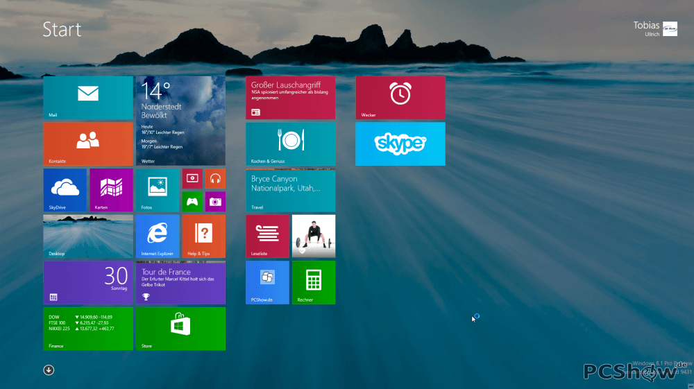 Windows 8.1 Startscreen