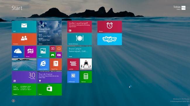 Windows 8.1 Startscreen