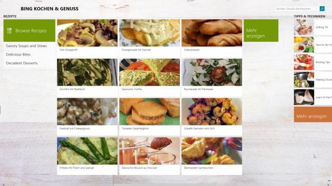 Windows 8.1: Kochen und Genuss App