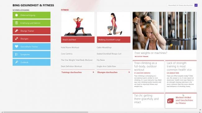 Windows 8.1: Gesundheit und Fitness App