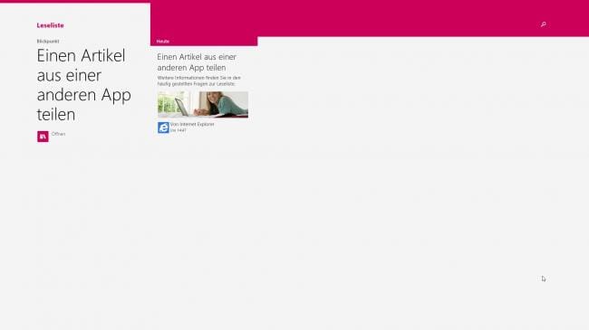 Windows 8.1: Leseliste App