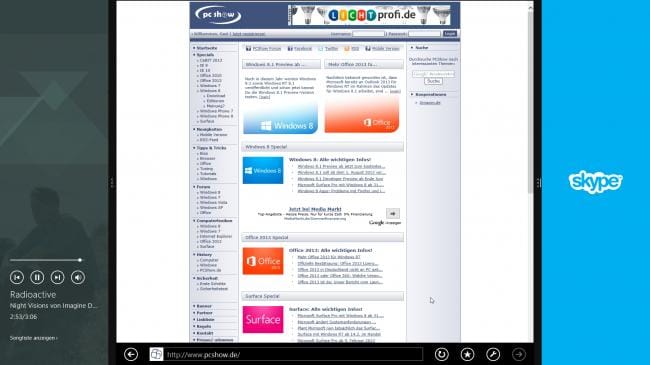 Windows 8.1: Mehrere Apps gleichzeitig nutzen