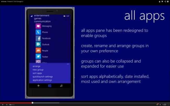 Windows Phone 8.1 Konzept: Alle Apps anzeigen