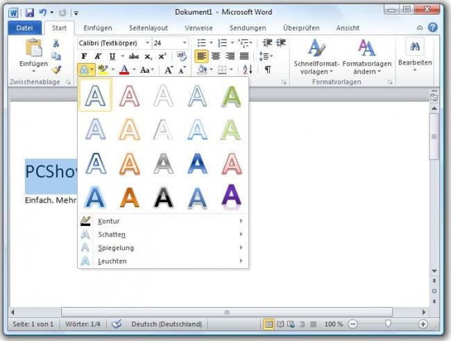 Texteffekte in Word 2010