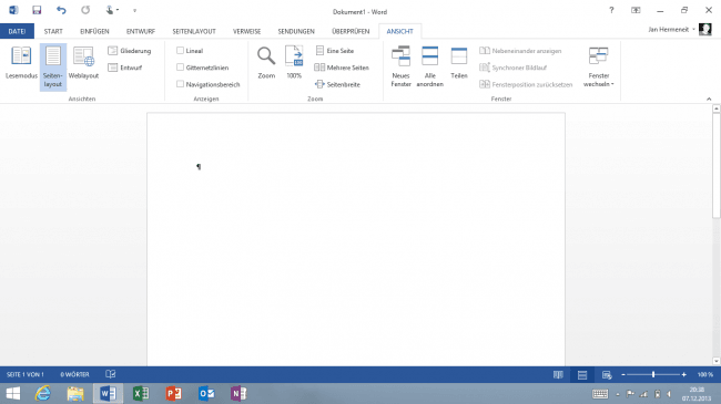 Ansichten in Word 2013