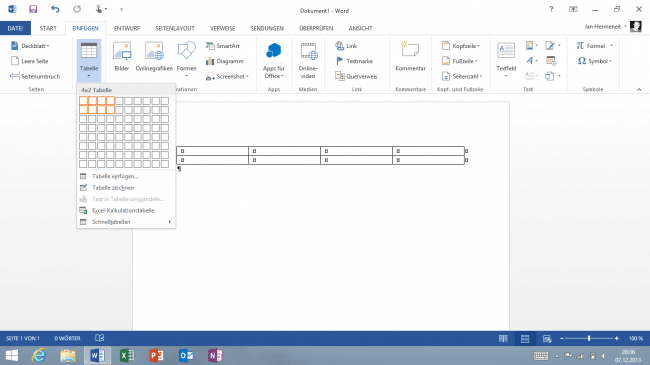 Tabellen in Word erstellen