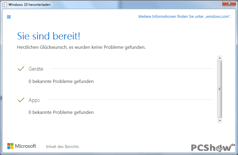 Windows 10 Download-Tool zur Prüfung der Kompatibilität