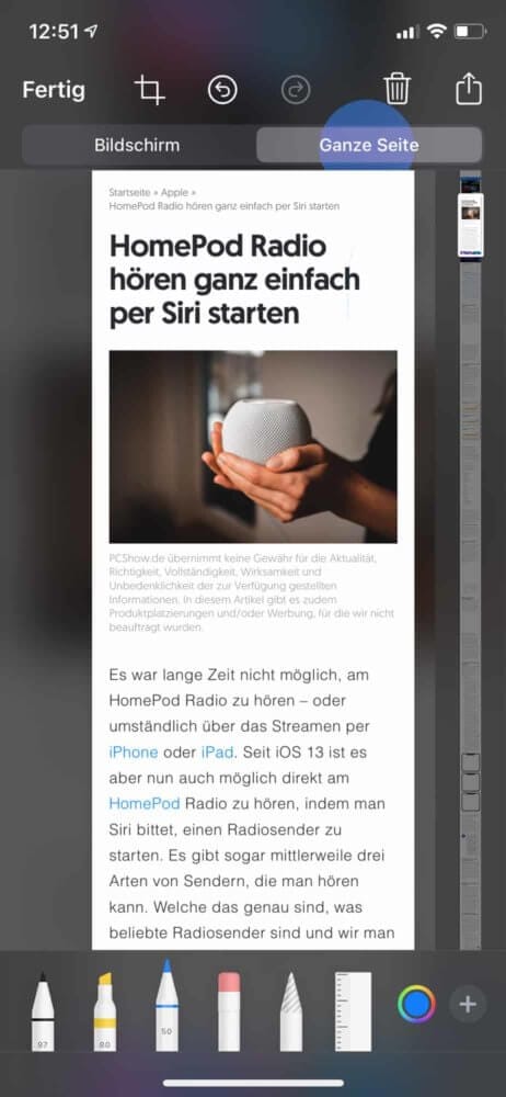 Ganze Seite auswählen