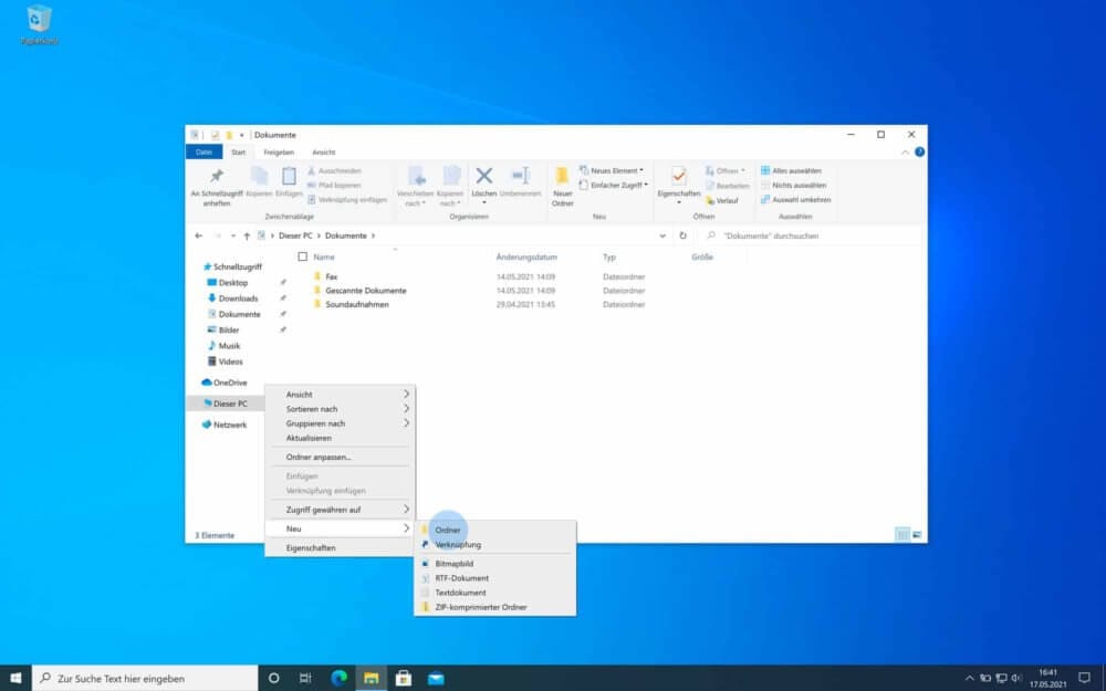 Neuen Ordner erstellen Windows 10
