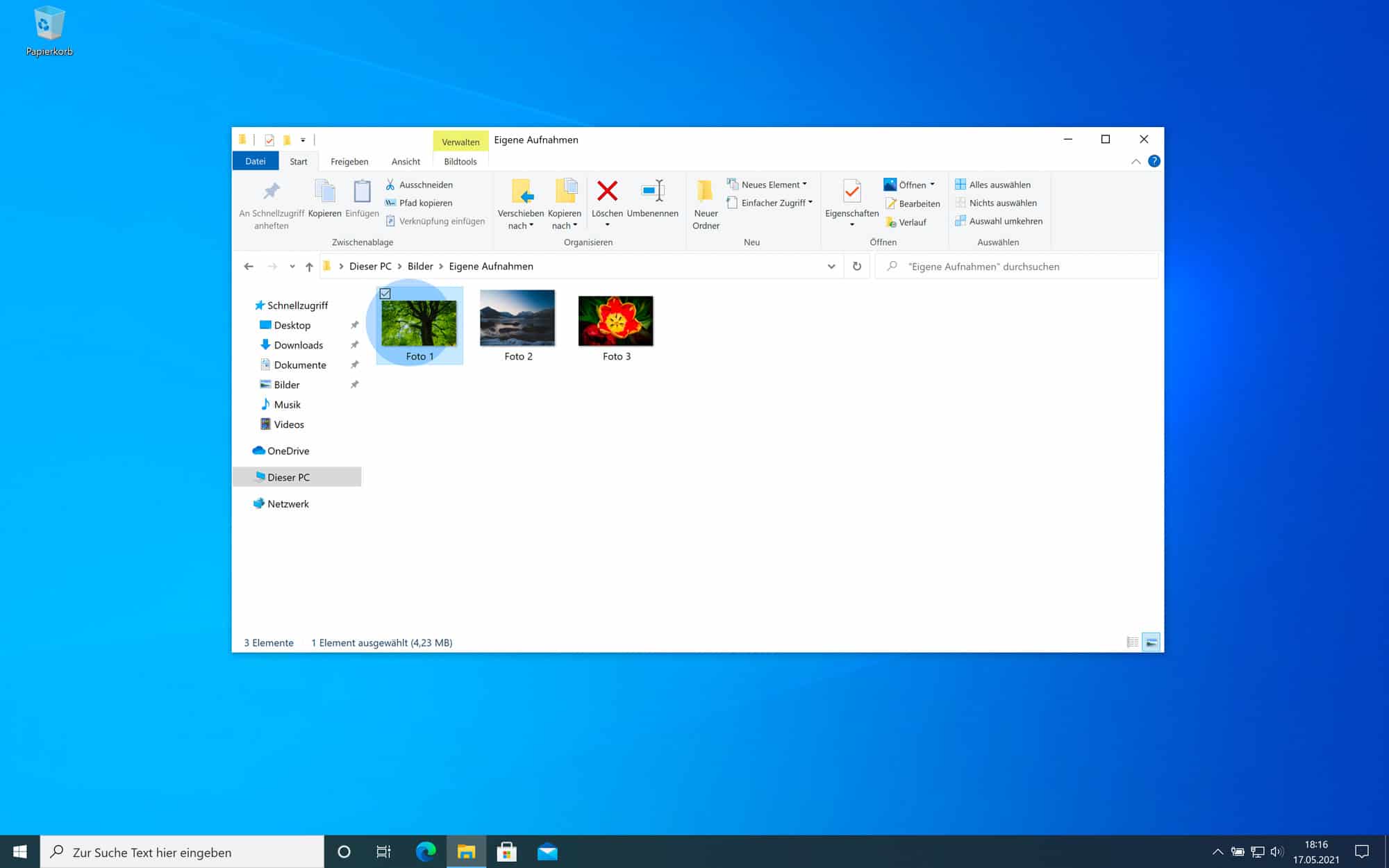 Erstes Foto für Diashow in Windows 10 auswählen