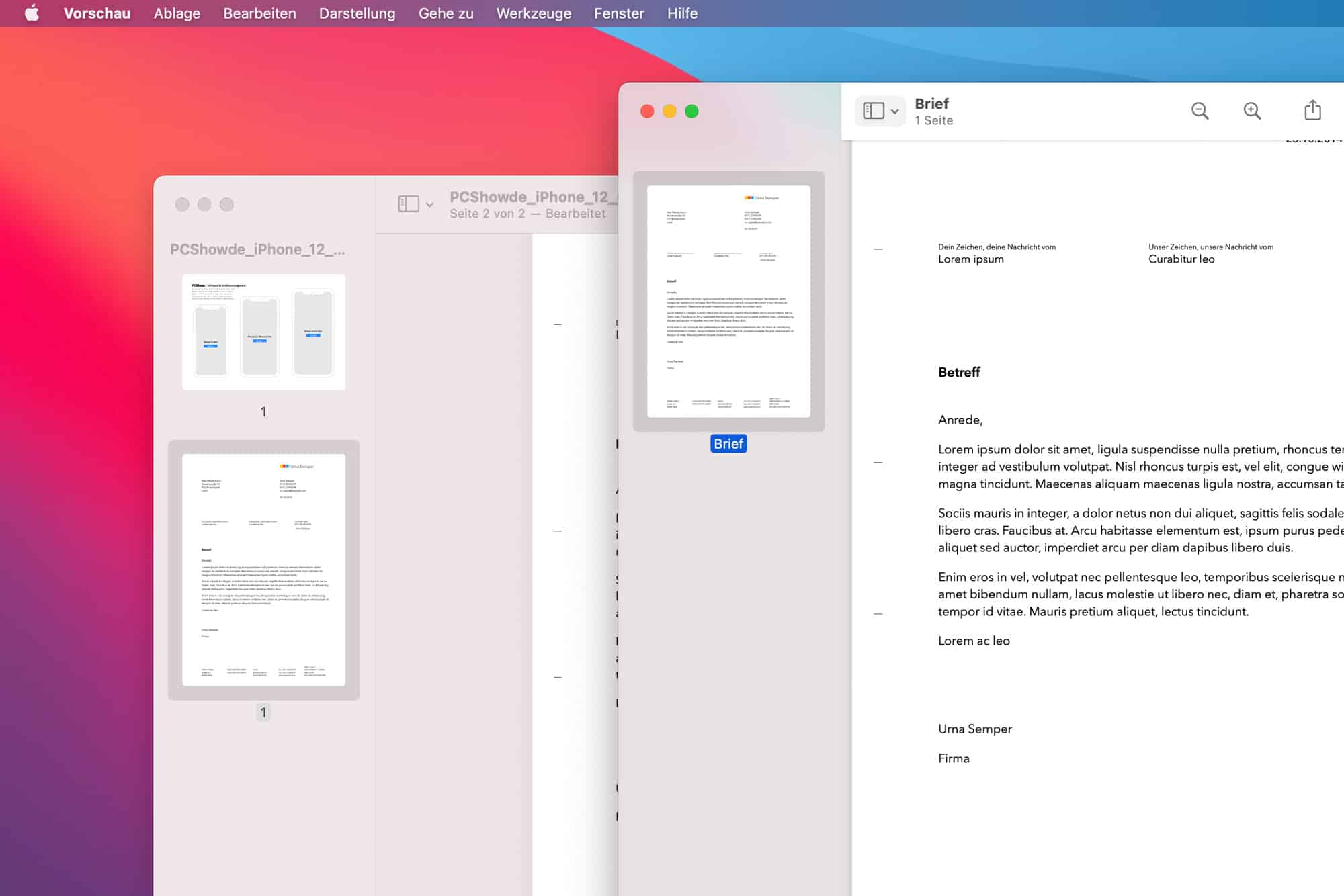 Mac PDF erstellen aus zwei Dokumenten
