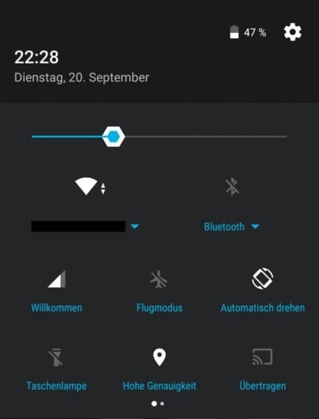 Android 6 Benachrichtigungsfeld