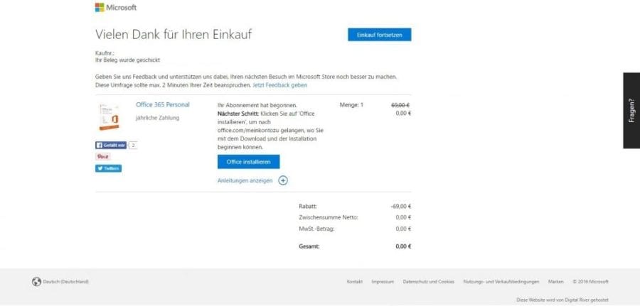 Office 365 installieren: Bestellvorgang von Office 365