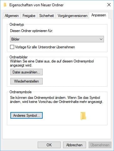 Eigenschaften von Ordnern in Windows 10
