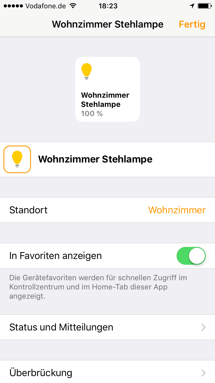 Home App - Gerät bearbeiten