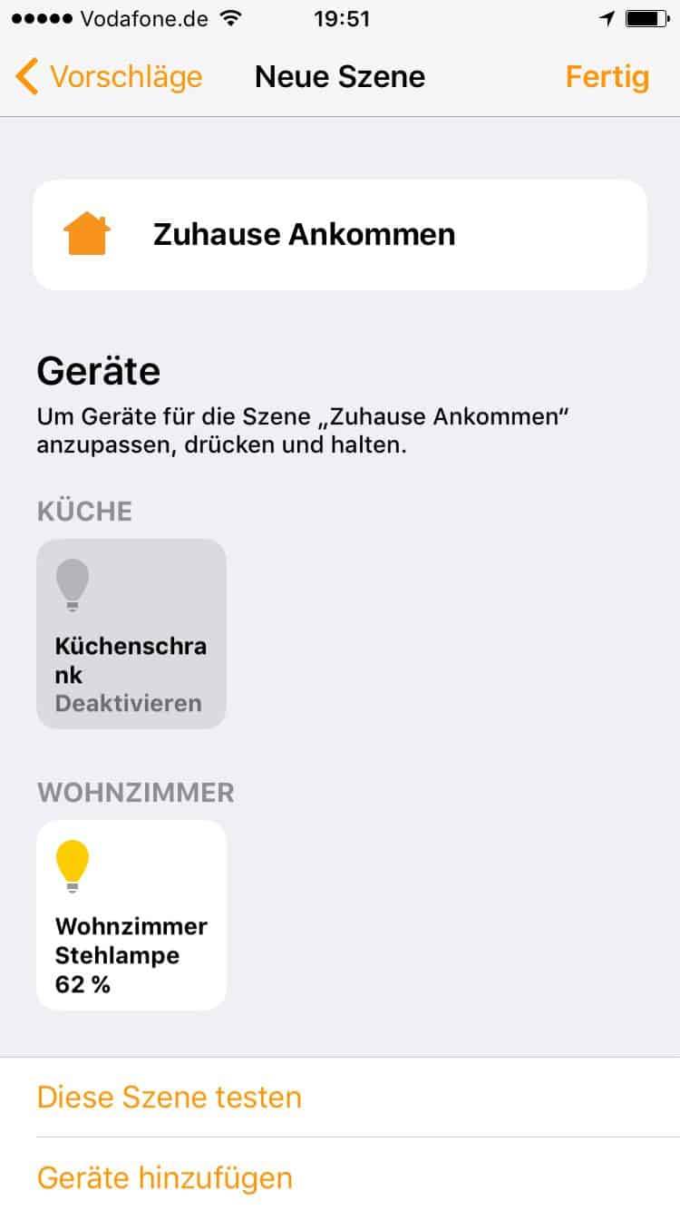 Apple Home App - Szenen einrichten